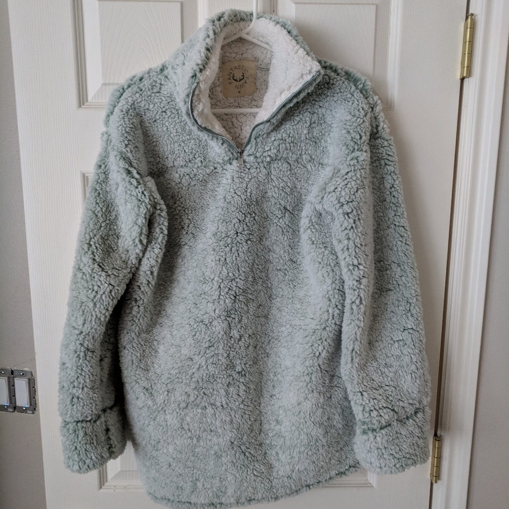 BRAND NEW Mint Green Sherpa Pullover